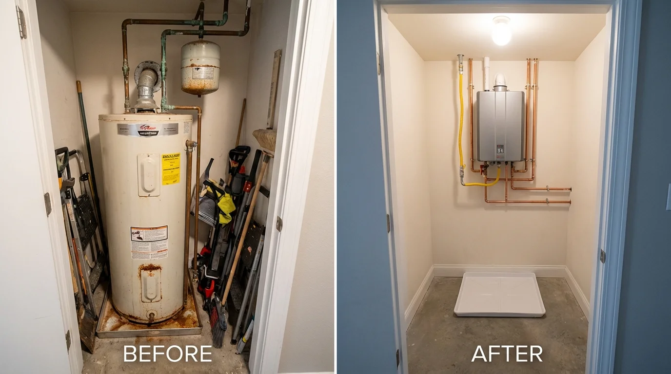 Tank water heater versus wall-mounted tankless unit comparison for Franklin, TX homeowners